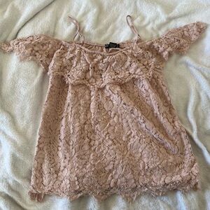 Miss Chievous Pink Lace Off-Shoulder Top